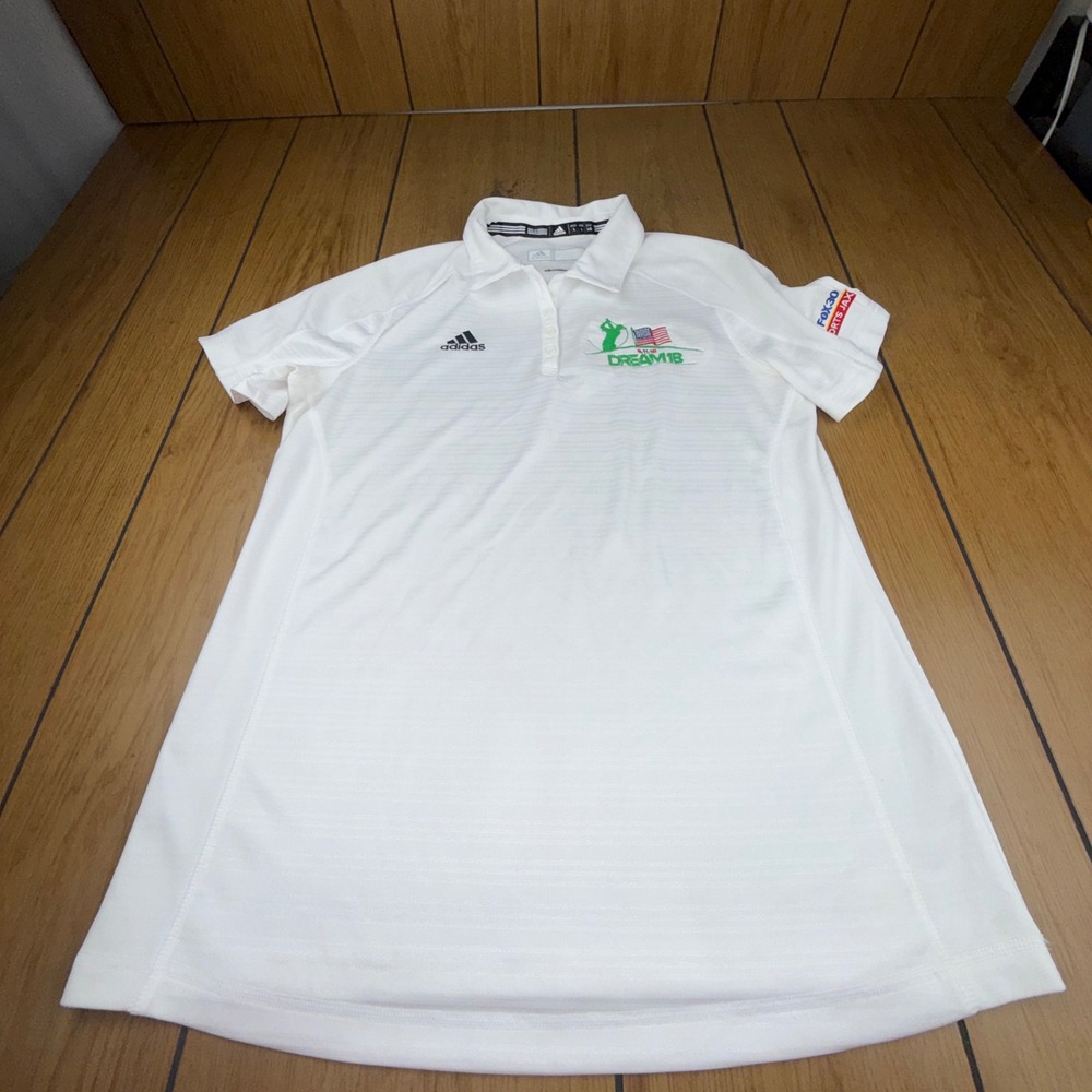 Adidas Climalite‎ White Golf Polo Shirt Womens Large Dream18 Action Sports Jax L